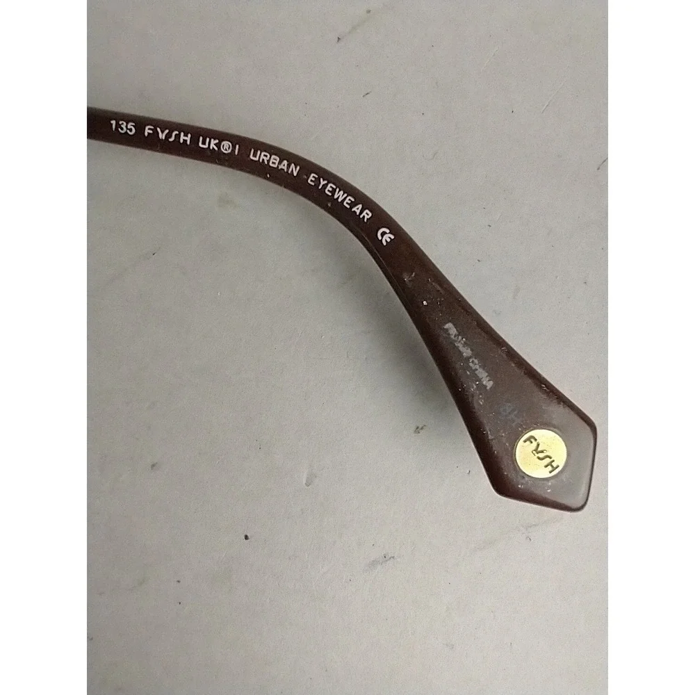 Fysh UK 3378 111 Brown White Rectangular Eyeglass Frames 52-18-135 with Case